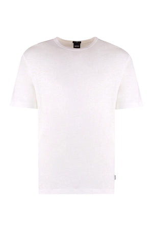 T-shirt girocollo in lino-0